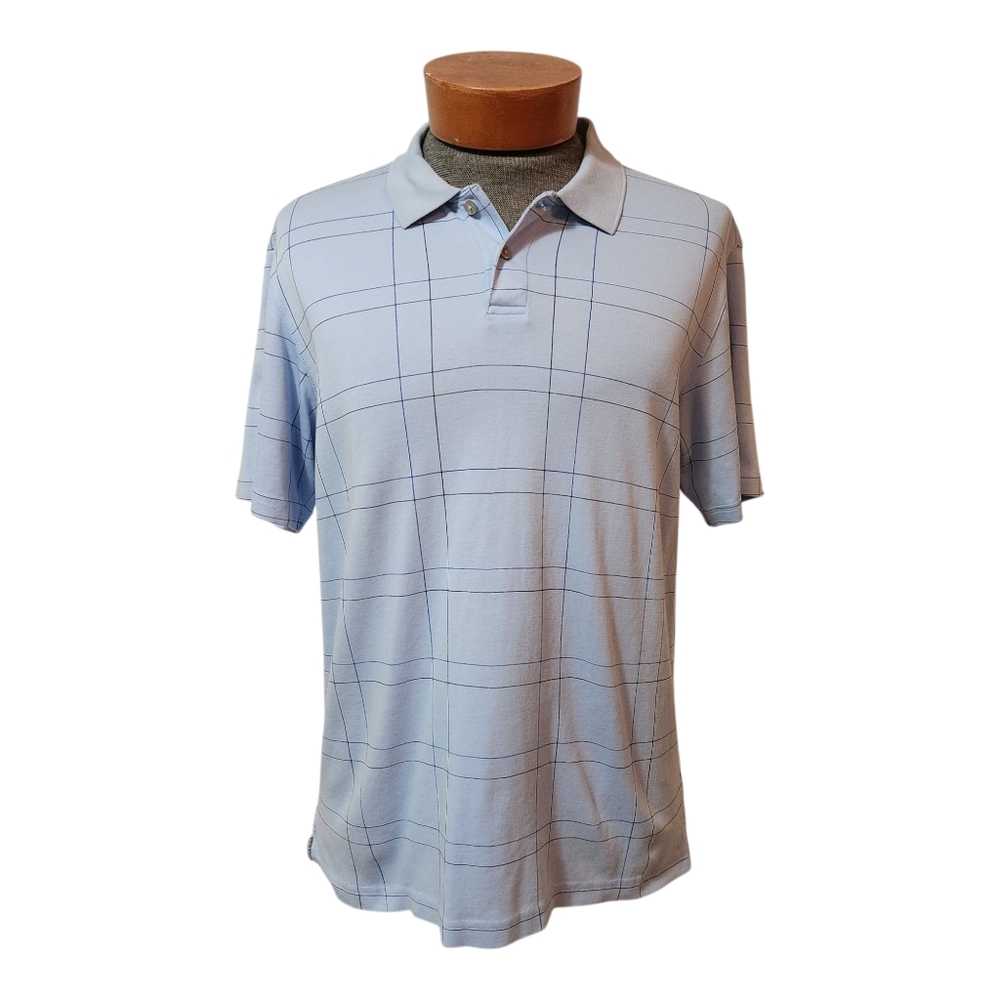 Blue Windowpane Check Polo